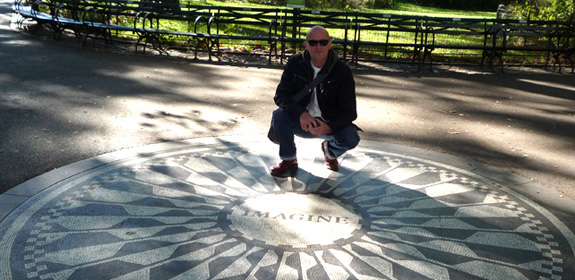 Frank J. Wilson pays homage at the John Lennon 'Imagine' monument